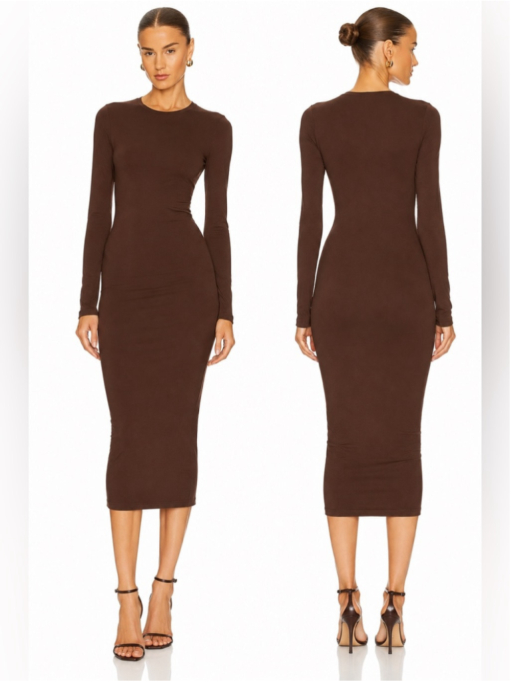 Aritzia Babaton Contour Crew Long Sleeve Midi Dress